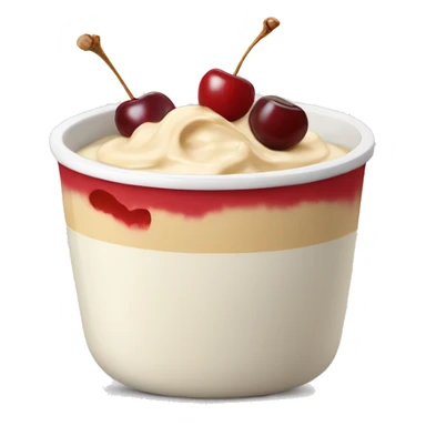 Bowl of curd with cherries and peanut butter sticker