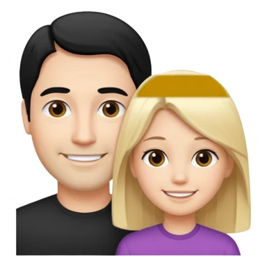 make a father and a daughter. both fair skinned. the daughter blonde, the father black haired. both straight haired. they are happy. sticker