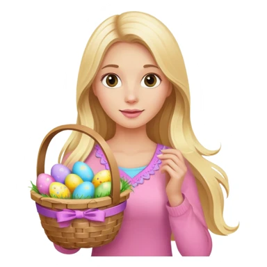 Easter blonde long hair woman with a pink basket with eggs on it sticker