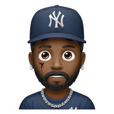Hazme un zombie con barba en la barbilla el emoji que esté en blanco y negro osea la foto que tenga aretes pequeños una gorra volteada de los new York yankee y una cadena de diamantes que diga W sticker