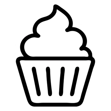 cupcake with pink icing, outlined icon style, simple lines sticker