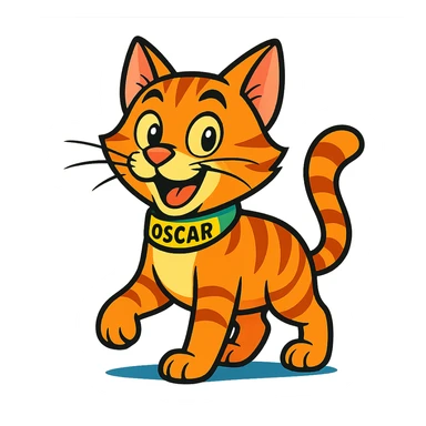 vibrant toon style Oscar the cat sticker
