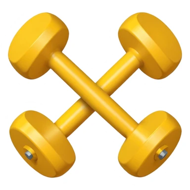 Generate a high-quality image of two cute, small yellow dumbbells for home workouts stacked in a cross shape on a plain white background, rounded edges, soft and smooth surface, realistic shading and lighting, no logos or brand markings, high-resolution.
 sticker