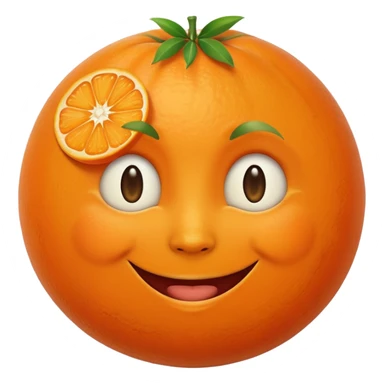 A tangerine 🍊 with face of full moon 🌝 sticker