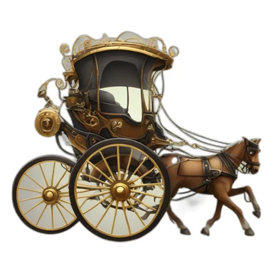carriage electric steampunk without horse simple cartoon clear background racing sticker