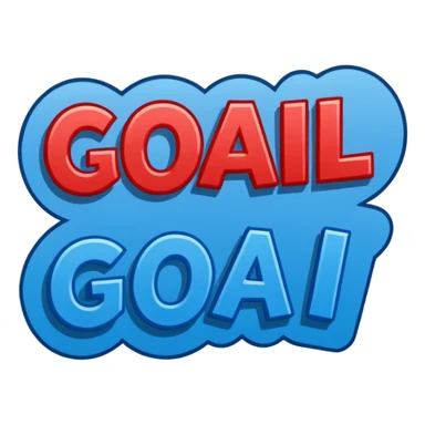 Word “Goal” sign comic style blue (#00A3E0) and red (#F9423A)  sticker