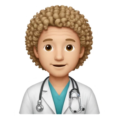a male doctor with curly hair and cheerful face sticker