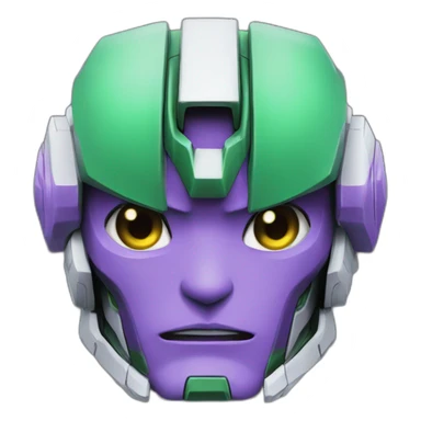 purple and green gundam mecha face sticker