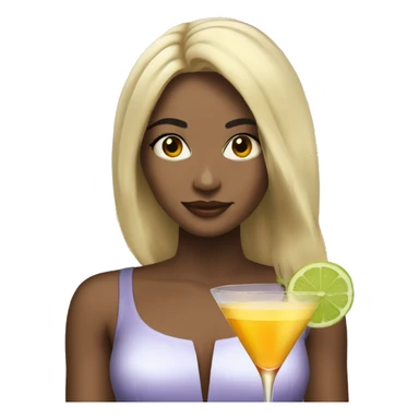 Blonde and straight hair girl sustaining cocktail sticker