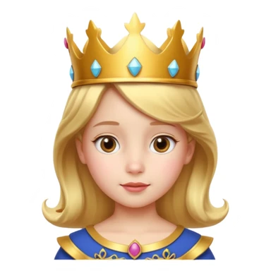 Royal Kid girl with fancy crown head 3d with sticker