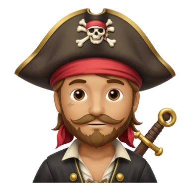 create an emoji of pirate capitan on the bow of the ship in epic posture, pirate style sticker