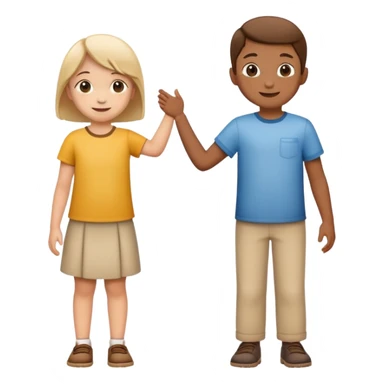 two children standing side by side, happy and friendly sticker