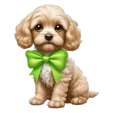 Cavapoo puppy with neon green bows and dress  sticker