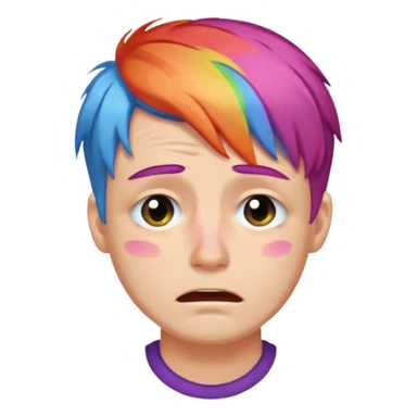 man crying with colored lgbt hair sticker