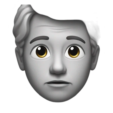 a face of an artist, frowning, black and white sticker
