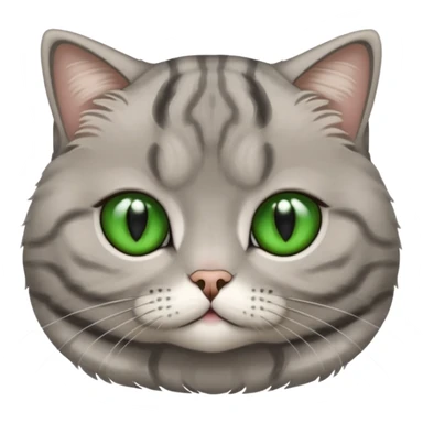 Half-eared grey striped green-eyed Scotch fold, cute cat sticker
