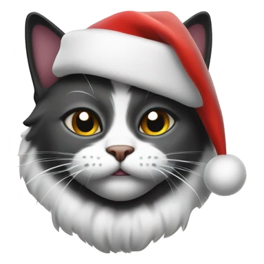 Cat black and White in Santa Claus hat sticker