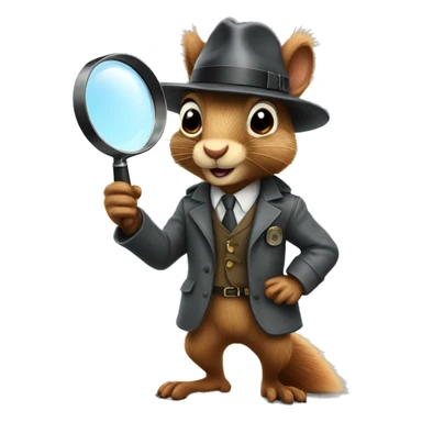 realistic detective squirrel holding a magnifying glass sticker