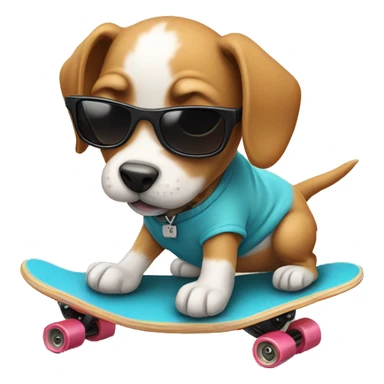 puppy riding  on a skateboard wearing sunglasses  sticker