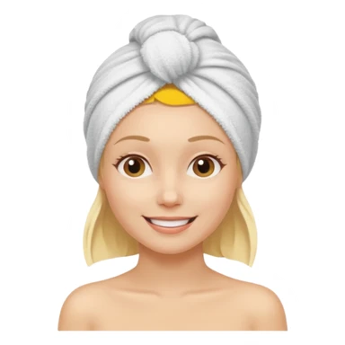 mulher branca e loira com toalha na cabeça tipo spa sticker