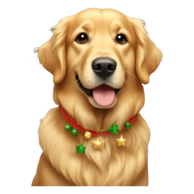 Golden retriever with Christmas sticker