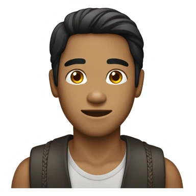 phillipino bronzed young man with long long straight black hair sticker