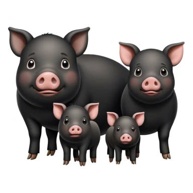 Black pig couple and a black piglet sticker