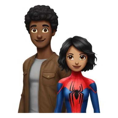 Spiderman and black hair girl sticker