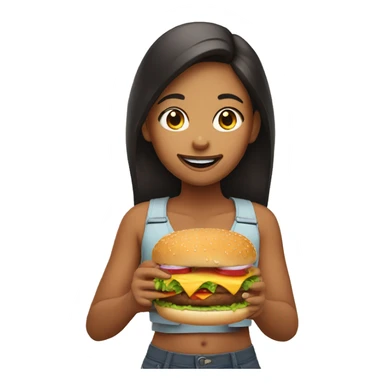 a girl with her friends eat burger sticker