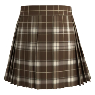 Brown tartan pleated mini skirt, isolated sticker