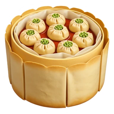 siu mai (a type of dim sum, just 1 cube of white color fish patty wrapped by yellow dough, leaving only the top part unwrapped, shape looks like short cylinder shape) sticker