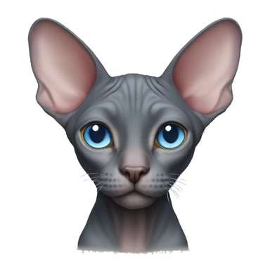 Dark grey pinkish sphynx cat with light blue eyes sticker