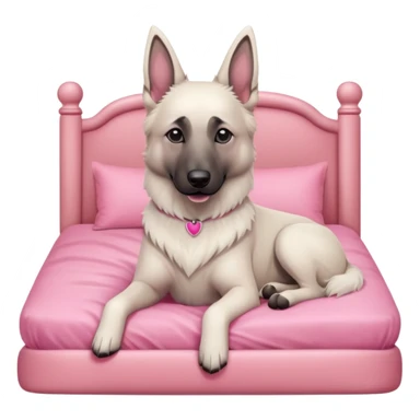 White belgian Shepard sit in a pink bed
  sticker