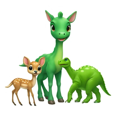 Baby deer (buck) and baby green dinosaur hanging out  sticker