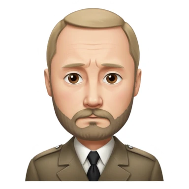 sad face of putin with a hitler-style beard sticker