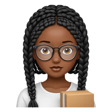 A girl with box braids with edges and glasses with a white top sticker