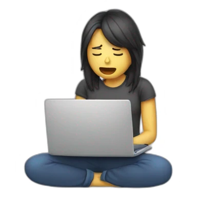 a person typing in a laptop while crying sad sticker