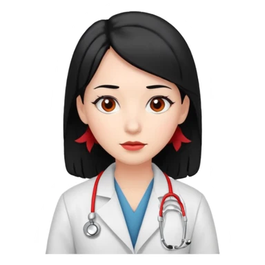 doctor with black hair and red hairclips  sticker