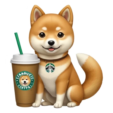 Shiba Jasper with starbucks cup sticker