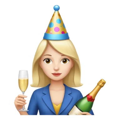girl with Champagne bottle with party cap, only holding bottle. sticker