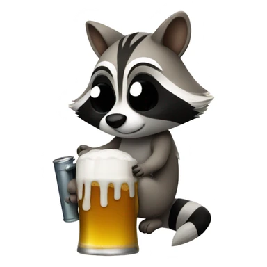 Raccoon drinking a beer sticker