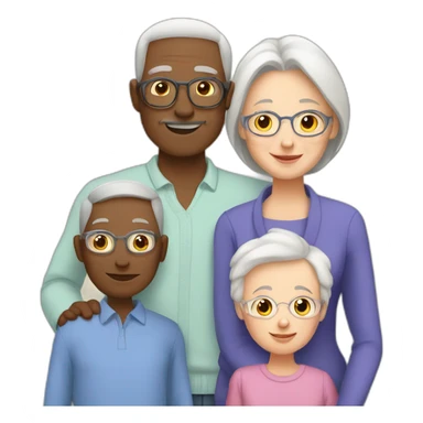 white family of 3 with grandchild and 2 grandparents sticker