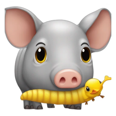 Gray pig armadillo cow centipede insect with yellow duck face sticker