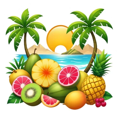 Full Tropical exotic sunny scenery fruity floral natural scenery  sticker