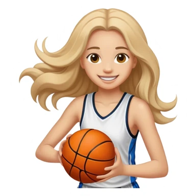 smiling girl with long hair playing basketball sticker