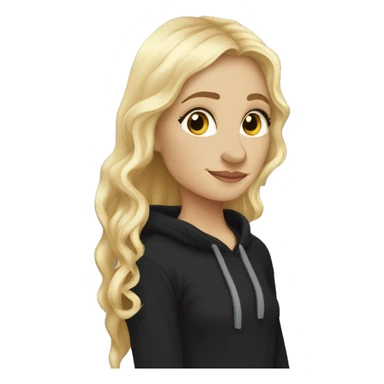 Pippin-hobbit wearing black hoodie kissing pretty straight hair blonde woman with attractive top sticker