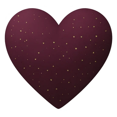 heart with a velvet matte finish and gold flecks, digital illustration, no background sticker