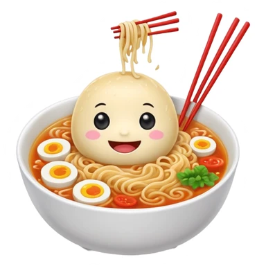 kawaii ramen with cute eyes and smile and 2 chopsticks like its a sticker sticker
