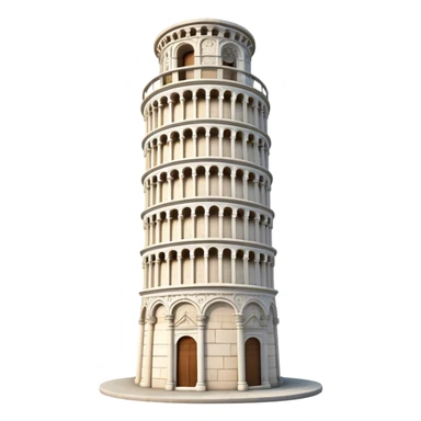 Cinematic Realistic Leaning Tower of Pisa Landmark Emoji, showcasing the iconic medieval tower with intricate stonework rendered with dynamic lighting and detailed textures. sticker