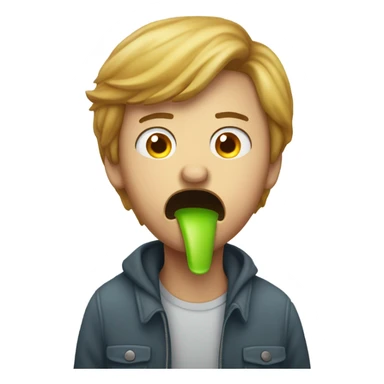 Person vomiting out the nose emoji through their mouth sticker